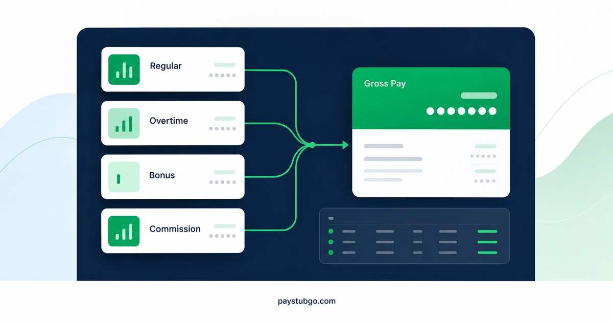 Earnings on a Paystub: Regular, Overtime, Bonus, and Commission by PayStubGo