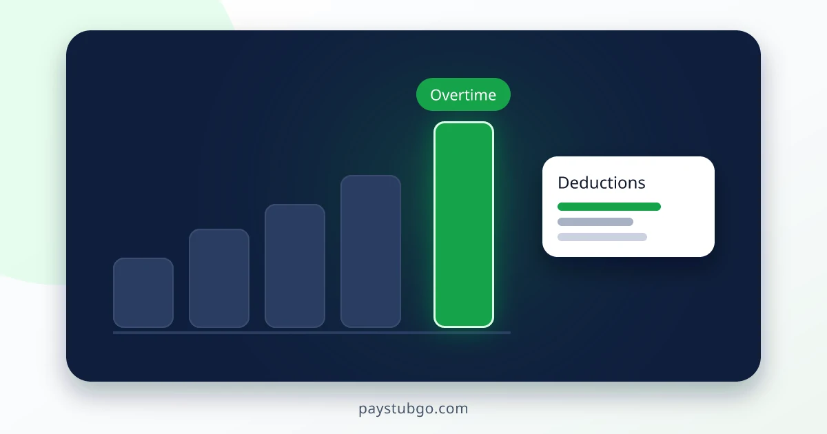 Bar chart comparing regular pay and overtime pay, with the overtime portion highlighted