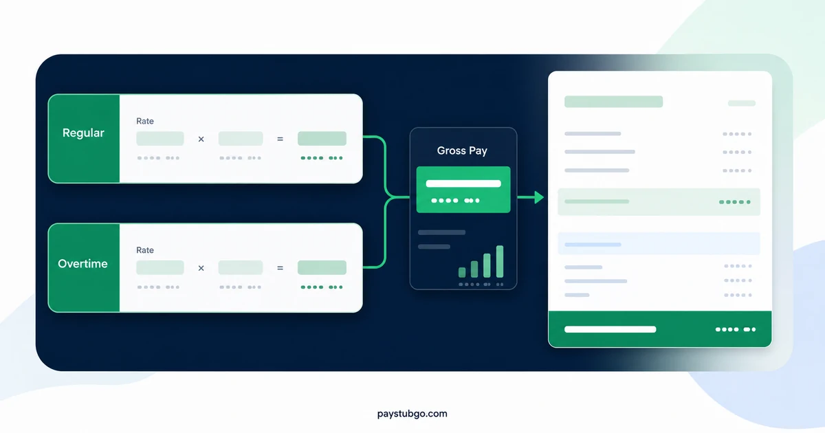 Overtime Pay on a Pay Stub: Regular vs Overtime Lines by PayStubGo
