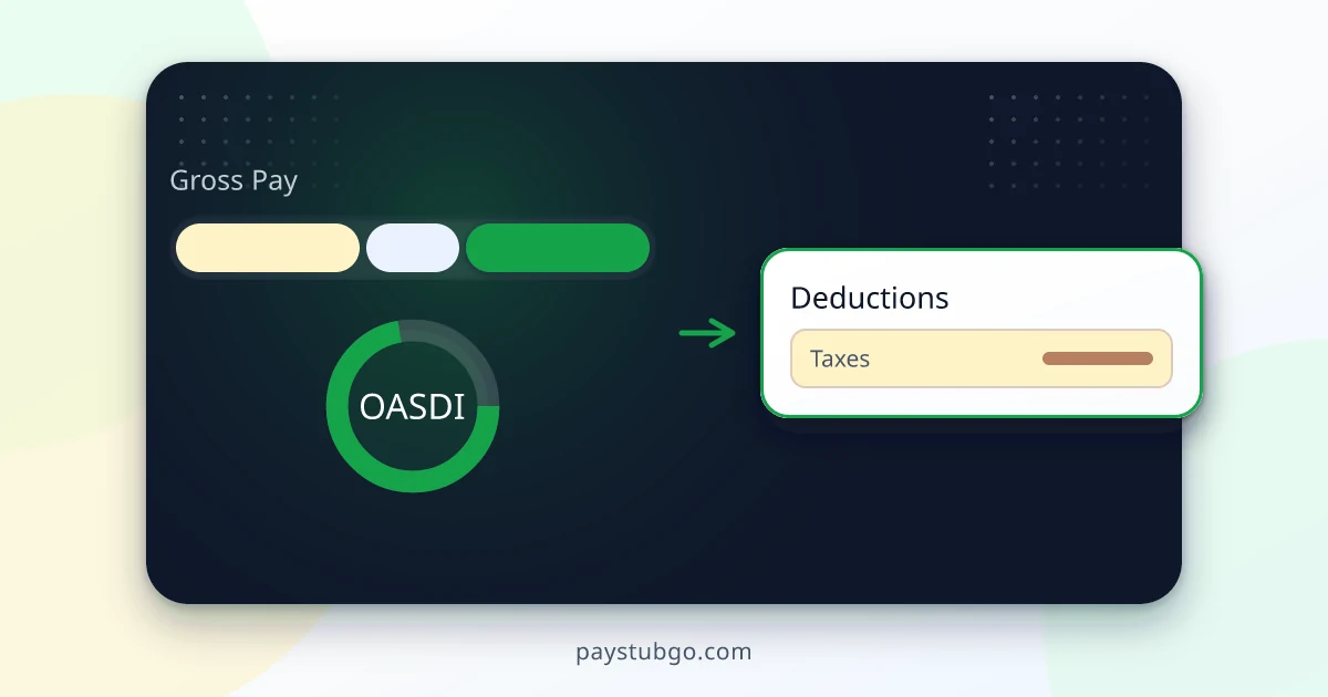 Diagram showing payroll deductions separated into Social Security OASDI and Medicare tax columns
